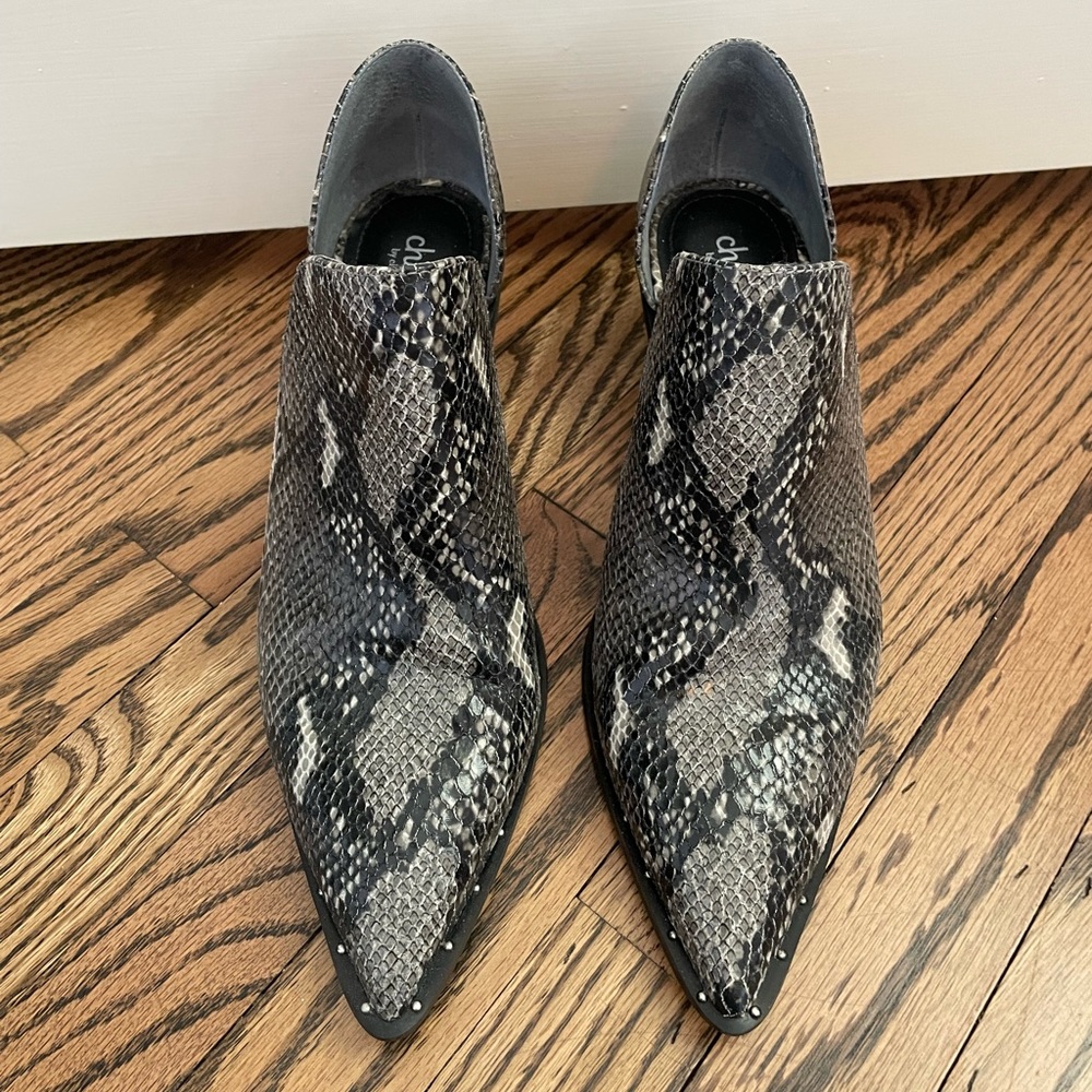 Charles David snake skin bootie